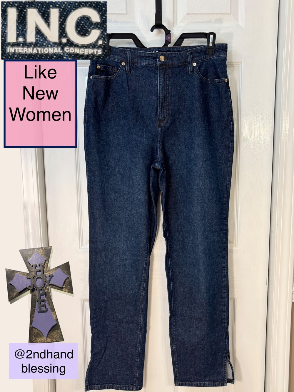 Like New INC International Concepts Women's Hi Rise Jeans Sz 16/33 Straight Leg